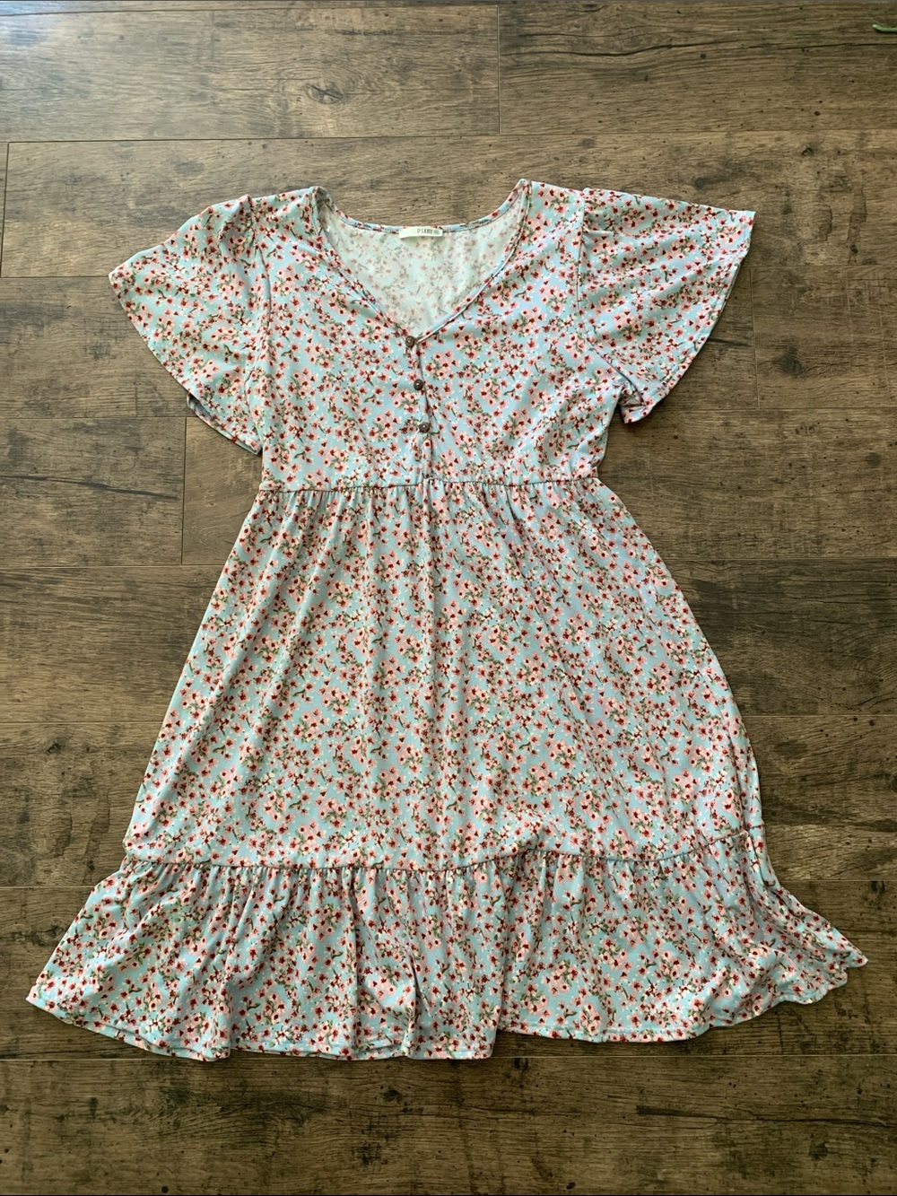 White Floral cottage core Tiered Dress - Lightweight Summer Dress size small